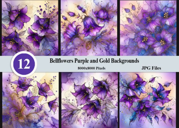 Bellflowers Purple and Gold Backgrounds: A Designer's Digital Toolkit