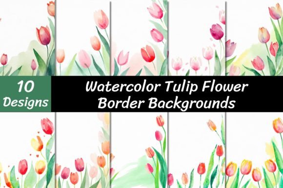 Elevate Your Projects with Watercolor Tulip Flower Backgrounds