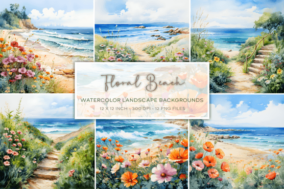 Floral Beach Watercolor Backgrounds: Your Creative Toolkit