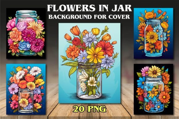 Flowers in Jar Backgrounds for Covers: A Design Asset