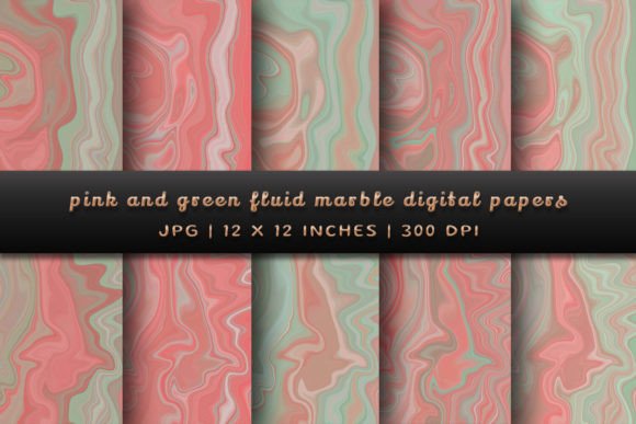Infuse Vibrancy: Pink and Green Fluid Marble Backgrounds
