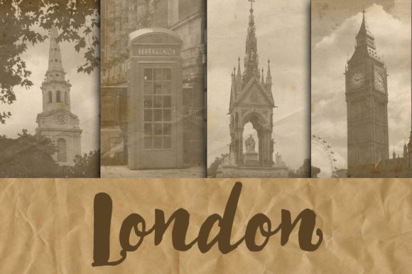 London Digital Paper Backgrounds: Authentic Vintage Charm