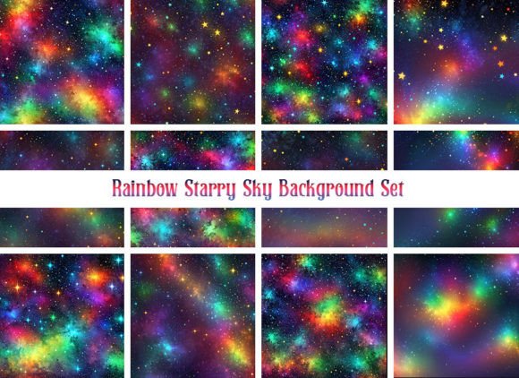 Magical Rainbow Starry Sky Backgrounds for Design Projects