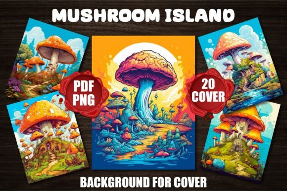 Mushroom Island Backgrounds: Whimsical Cover Art