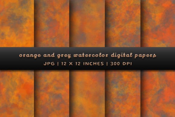 Orange and Grey Watercolor Backgrounds for Design