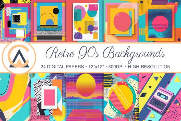 Retro 90s 80s Digital Paper Backgrounds: A Designer's Toolbox