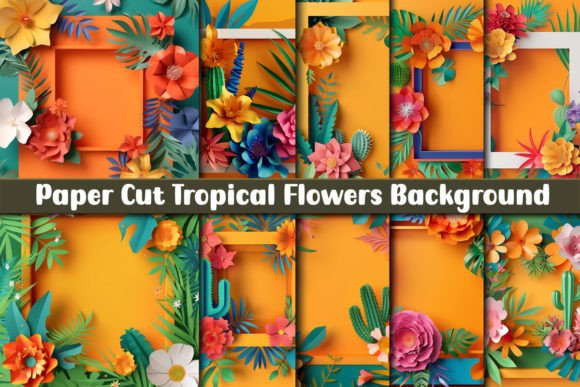 Unleash Tropical Vibrancy with Paper Cut Floral Backgrounds