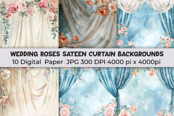 Wedding Roses Sateen Curtain Backgrounds: Elevate Your Designs