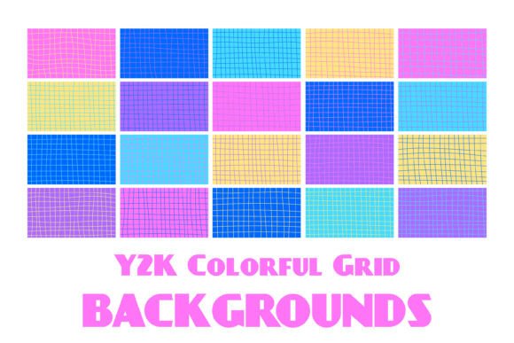 Y2K Colorful Grid Backgrounds: Groovy Neon Aesthetics